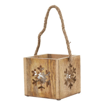 Natural  Wooden  Snowflake  Tealight  Candle  Holder from B&Q