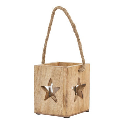 Natural  Wooden  Small  Star  Tealight  Candle  Holder from B&Q