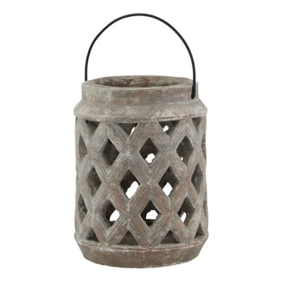 Siena  Brown  Large  Lattice  Lantern from B&Q