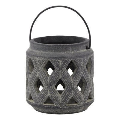 Amalfi  Grey  Lattice  Lantern from B&Q
