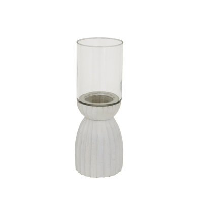 Large  White  Carved  Hurricane  Lantern from B&Q