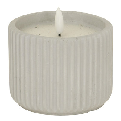 Luxe  Collection  Natural  Glow  Chalk  Ribbed  Medium  Led  Candle from B&Q