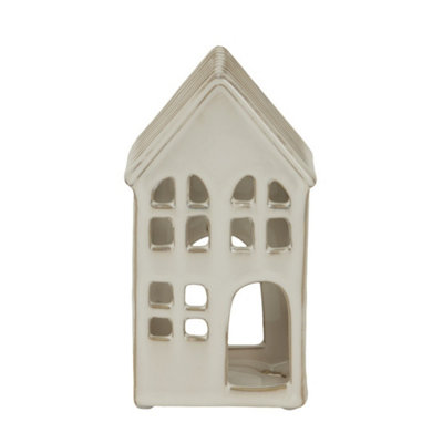 Hill Interiors Large House Tea Light Holder DecorationCeramicL7 X W11 X H20 CmWhite from B&Q