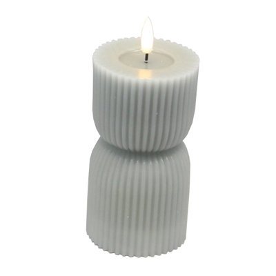 Luxe  Collection  Natural  Glow  2.75X6  Grey  Carved  Led  Candle from B&Q