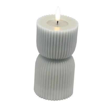 Luxe  Collection  Natural  Glow  2.75X10  Grey  Carved  Led  Candle from B&Q