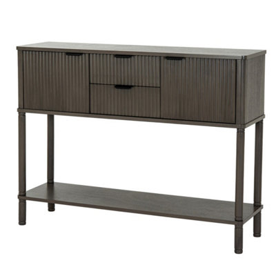 B&Q -  Reed Collection 2 Drawer 2 Door Console TableWoodL30 X W106 X H80 CmBrown