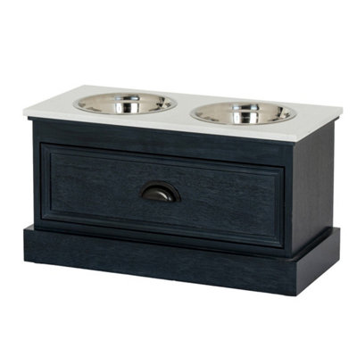 Hill Interiors Contour Collection Pet Feeder TableWoodL28 X W60 X H33 CmBlack from B&Q