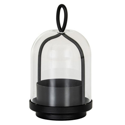 Hill Interiors Nyx Large Candle Holder With Glass ClocheL10 X W10 X H23 CmBlack from B&Q