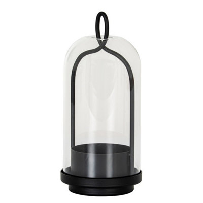 Hill Interiors Nyx Medium Candle Holder With Glass ClocheL10 X W10 X H19 CmBlack from B&Q