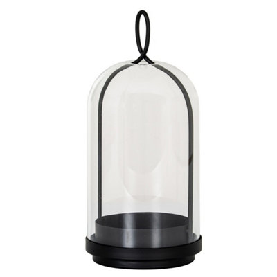 Hill Interiors Nysa Large Candle Holder With Glass ClocheL15 X W15 X H35 CmBlack from B&Q