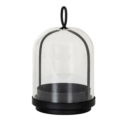 Hill Interiors Nysa Medium Candle Holder With Glass ClocheL15 X W15 X H25 CmBlack from B&Q