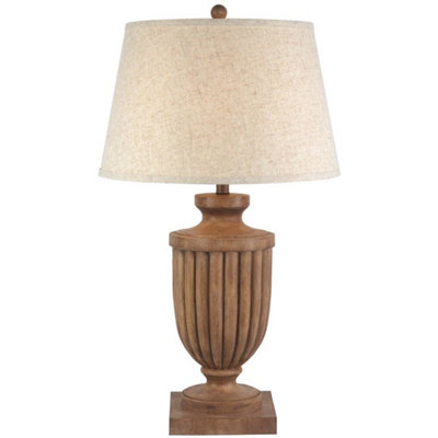 Hill Interiors Tassora Table Lamp With Edged Linen ShadeResinL45 X W45 X H75 CmBrown from B&Q