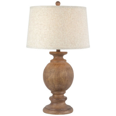 Hill Interiors Clarion Table Lamp With Edged Linen ShadeResinL41 X W41 X H71 CmBrown from B&Q