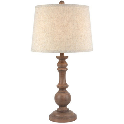 Hill Interiors Seraphia Table Lamp With Edged Linen ShadeResinL35 X W35 X H70 CmBrown from B&Q