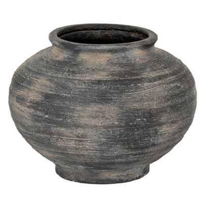Hill Interiors Marra Squat VaseCeramicL36 X W36 X H27 CmBlack from B&Q