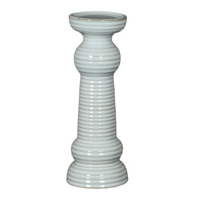 Hill Interiors Sile Medium Pillar Candle HolderCeramicL11 X W11 X H31 CmWhite from B&Q