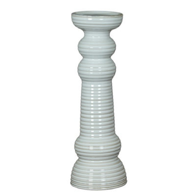 Hill Interiors Sile Large Pillar Candle HolderCeramicL12 X W12 X H38 CmWhite from B&Q