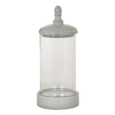 Hill Interiors Sona Large Hurricane Lantern Candle Holder With LidGlassL21 X W21 X H50 CmWhite from B&Q