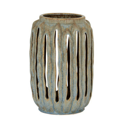 Hill Interiors Capella Lantern Candle HolderCeramicL18 X W18 X H27 CmGrey from B&Q