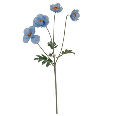 Hill Interiors Papaver Oppy Spray Artificial FlowerPlasticL15 X W15 X H58 CmBlue from B&Q