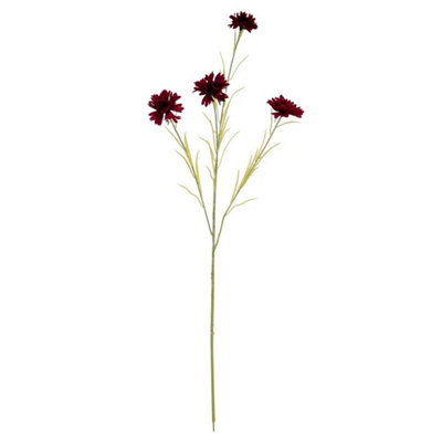 Hill Interiors Cornflower Stem Artificial FlowerPlasticL20 X W20 X H77 CmBurgundy from B&Q