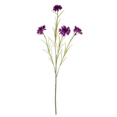 Hill Interiors Cornflower Stem Artificial FlowerPlasticL20 X W20 X H77 CmPurple from B&Q