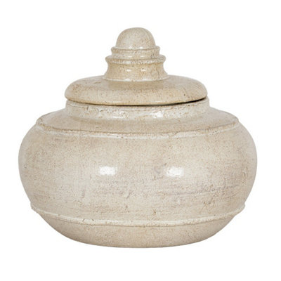 Hill Interiors Tarn Collection Large Pot With LidCeramicL25 X W5 X H14 CmWhite from B&Q