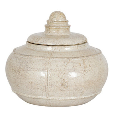Hill Interiors Tarn Collection Medium Pot With LidCeramicL20 X W20 X H12 CmWhite from B&Q