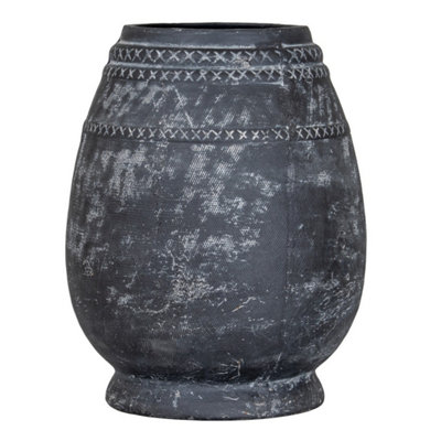 Hill Interiors Etched Collection Tall VaseCeramicL25 X W25 X H32 CmBlack from B&Q