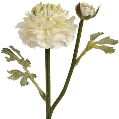 Hill Interiors Ranunculus Spray Artificial Flower (Single Stem)Fabric/plasticL8 X W11 X H44 CmGreen from B&Q