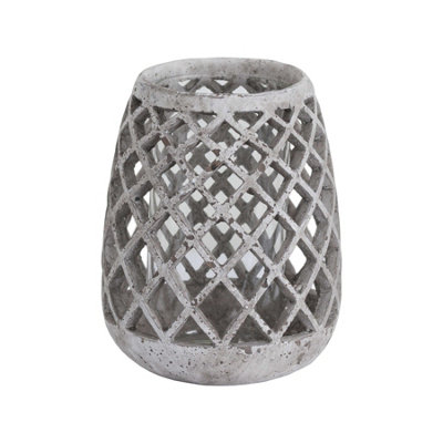 Hill Interiors Large Conical Ceramic Lattice Hurricane Lantern from B&Q