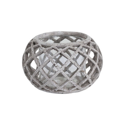 Hill Interiors Round Ceramic Lattice Hurricane Lantern from B&Q