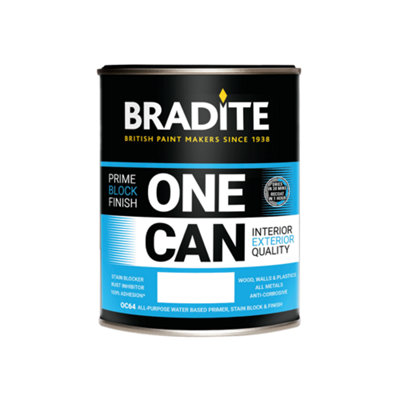 B&Q Black Bradite One Can Eggshell Multi-Surface Primer And Finish (Oc64) 1L