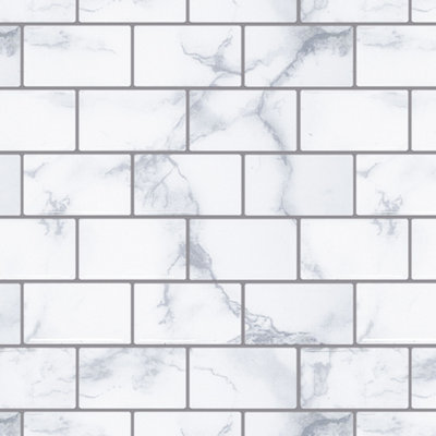 B&Q -  Wall Tile Marble Brick 30.5X30.5Cm Grey 5 Tiles Per Pack