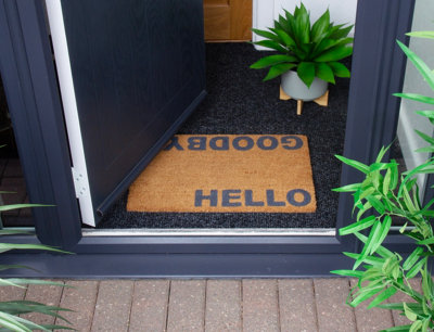 Arthouse Astley Hello Goodbye Printed Neutral Doormat 40X60Cm from B&Q