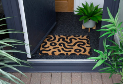 Arthouse Astley Abstract Printed Neutral Doormat 40X60Cm from B&Q