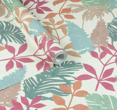 Arthouse Fun Leaf Soft Multi Wallpaper from B&Q