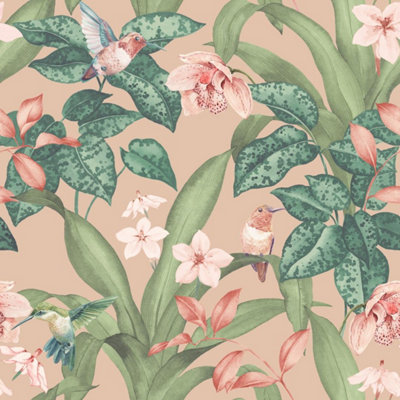 Arthouse Pretty Botanical Soft Pink Wallpaper from B&Q