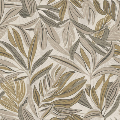 Arthouse Graphic Tropical Leaf Neutral Wallpaper from B&Q