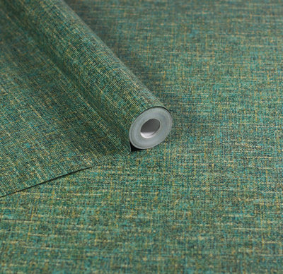 Esselle Home Artisan Weave Emerald Wallpaper from B&Q