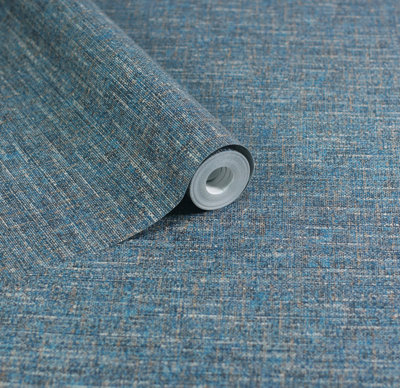 Esselle Home Artisan Weave Navy Wallpaper from B&Q