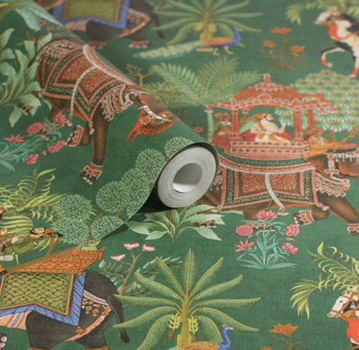Esselle Home Emperor's Garden Emerald Multicoloured Wallpaper from B&Q