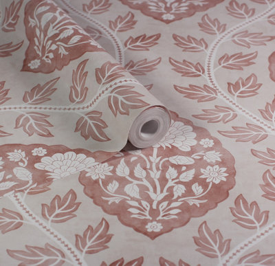 Esselle Home Floral Cartouche Warm Spice Wallpaper from B&Q