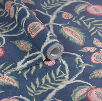 Esselle Home Fruits Of Paradise Navy Wallpaper from B&Q