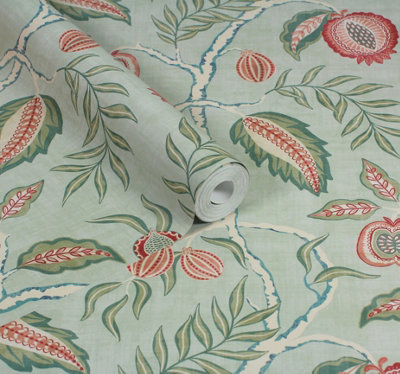 Esselle Home Fruits Of Paradise Soft Green Wallpaper from B&Q