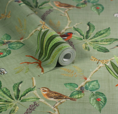Esselle Home Hill Top Garden Sage Green Wallpaper from B&Q