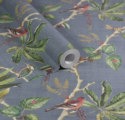 Esselle Home Hill Top Garden Slate Blue Wallpaper from B&Q