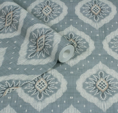 Esselle Home Odina Ikat Soft Blue Wallpaper from B&Q