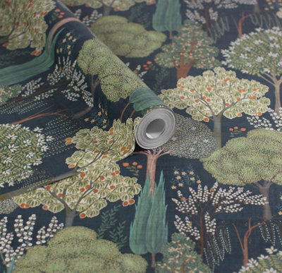 Esselle Home Persian Oasis Navy/green Wallpaper from B&Q