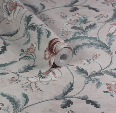 Esselle Home Tapestry Floral Natural/spice Wallpaper from B&Q